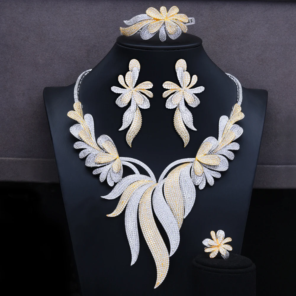 GODKI Роскошные листья пальмы нигерийские Колье Ювелирные наборы для женщин