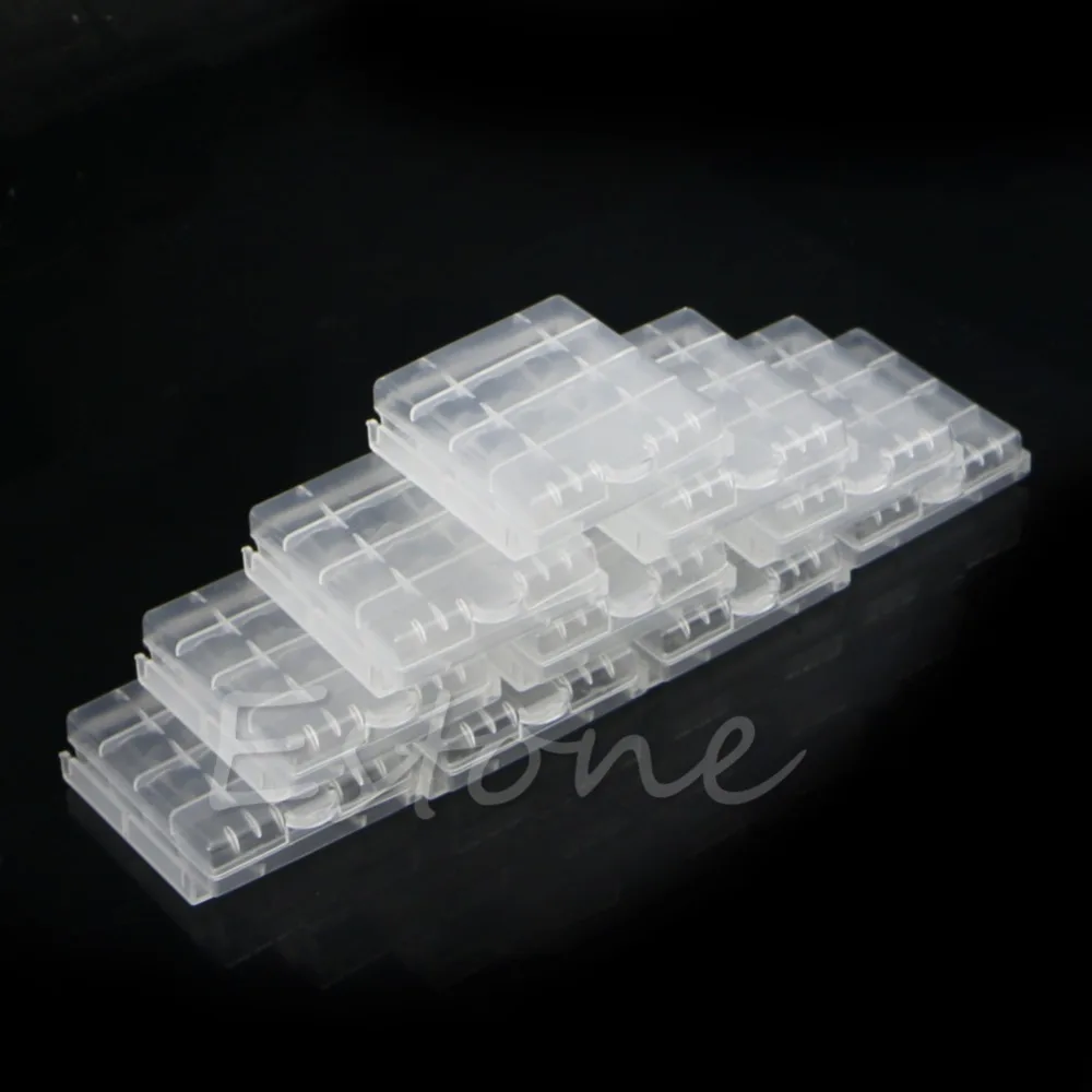 10 шт. жесткий пластиковый синий белый чехол-держатель для аккумулятора AA / AAA |