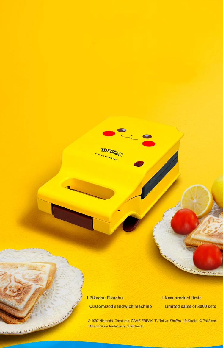Бутербродница Pikachu, машина для завтрака, тостер для хлеба, электрическая сковорода для выпечки дома
