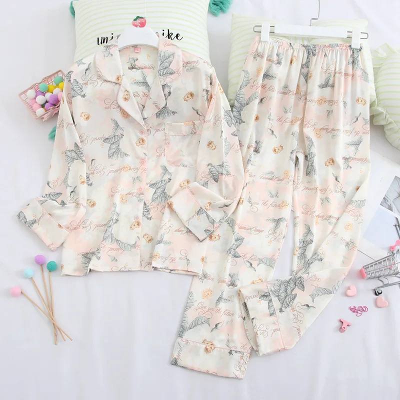 Женская пижама с длинным рукавом и цветочным принтом в стиле Instagram|Комплекты
