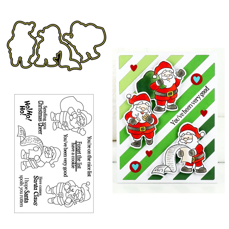 Набор штампов и Санта-Клауса отправка вам Рождественский четкий штамп Вырубные