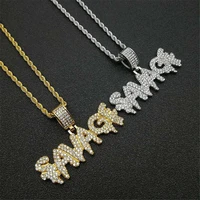 iced out bling letter savage pendants with chain stainless steel rhinestone gold color mens hip hop street jewelry dropshipping