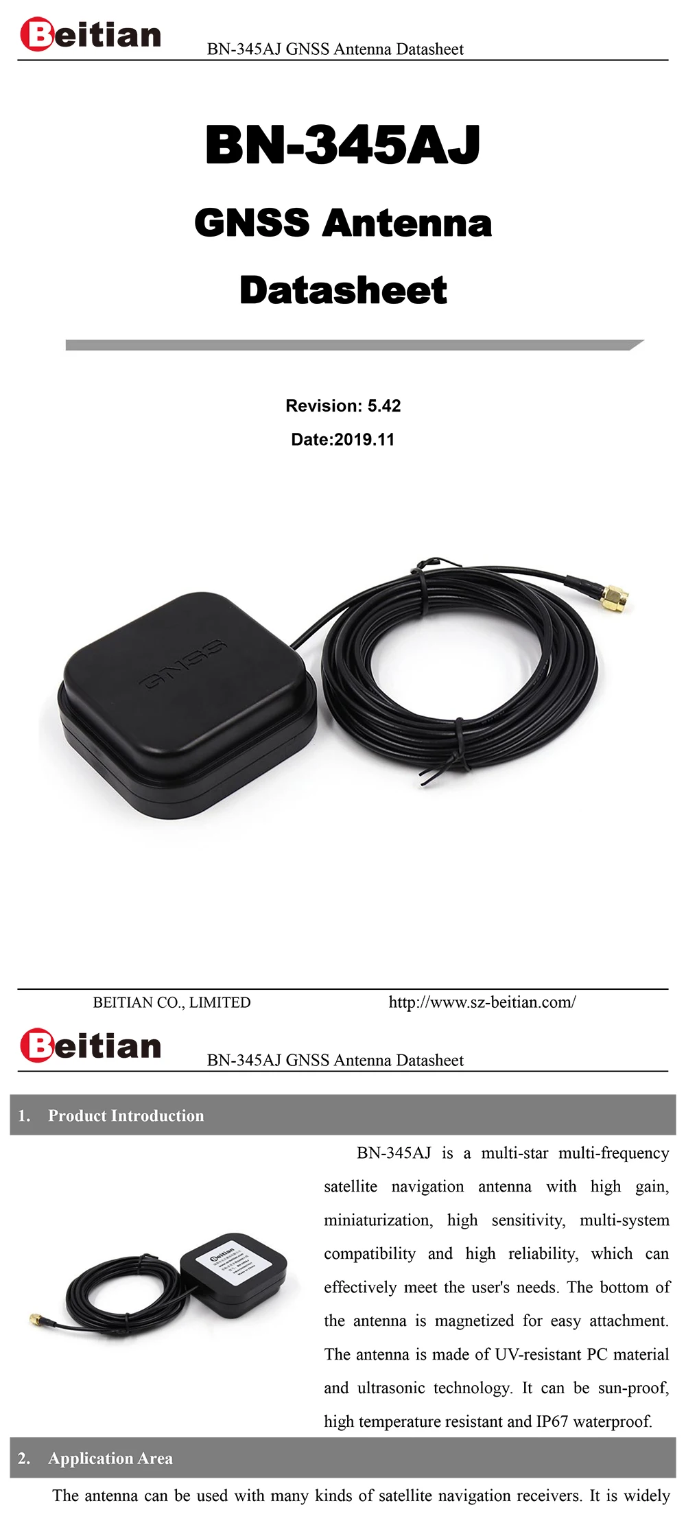 Новая высокоточная gps GNSS антенна, RTK gps антенна, 3,0 V-18,0 V, магнитное дно, 5,0 m RG174, SMA разъем, IP67 водонепроницаемый, BN-345AJ