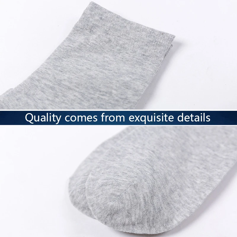 

10 Paairs Autumn Winter New Business Combed Cotton Socks Men Black White Gray Medium Long Tube Solid Color Ropa Para Hombre