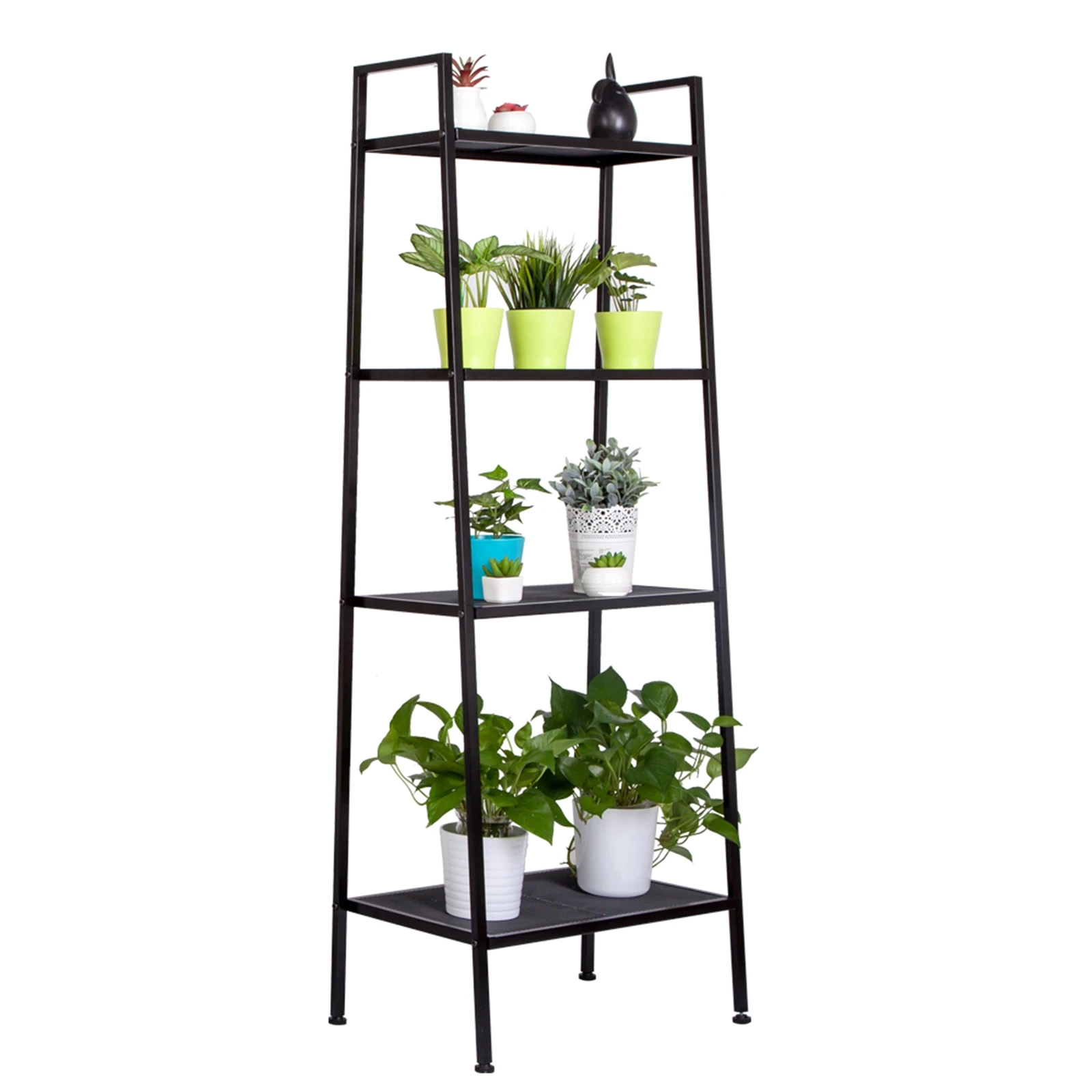 

Bookshelf Bookcase 3-Tier Modern Ladder Shelf Multipurpose Storage Rack Industrial Metal Frame Sturdy Easy Install[US-Stock]