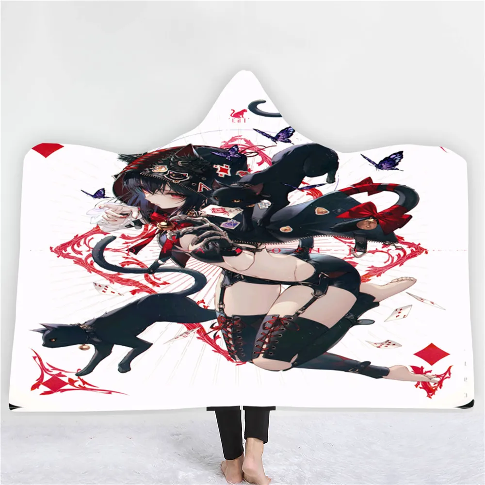 Одеяло с капюшоном и 3D-принтом аниме Joker удобное теплое флисовое постельное белье