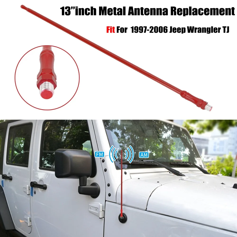 1" AM FM антенна автомобильный радиоприемник сигнал Чековая антенна мачта для Jeep Wrangler TJ 1997-2006 алюминиевый Анто антенный усилитель кнут