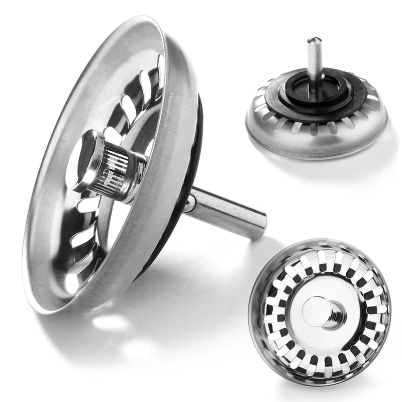 

2x Kitchen Waste Stainless Steel Sink Strainer Plug Drain Stopper Filter Basket