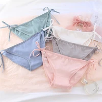 1pc cotton breathable solid color briefs women strappy panties low rise underwear simple soft cute fashion