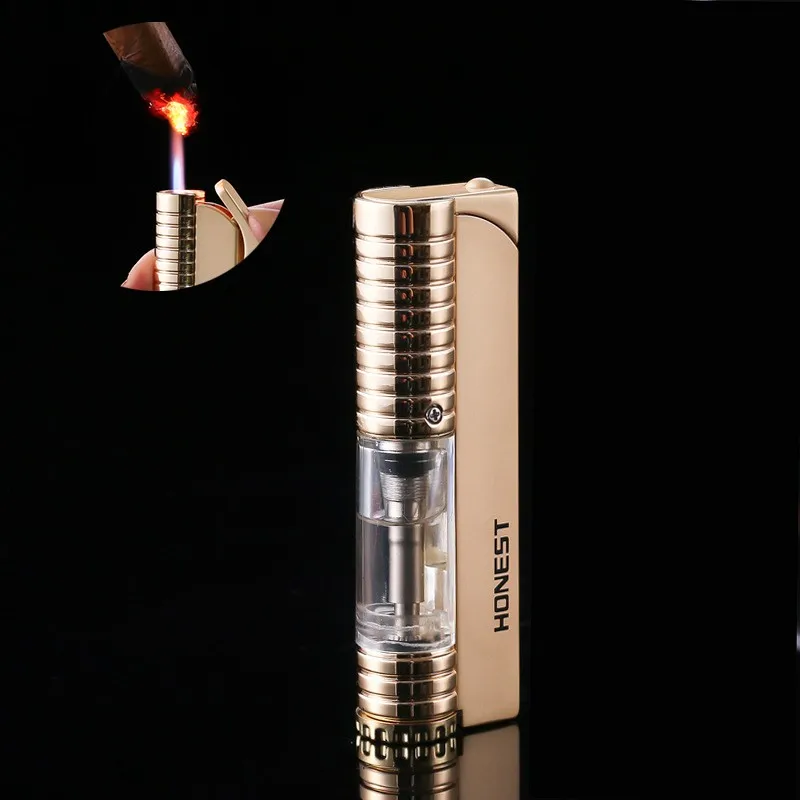 Портативная легкая ветрозащитная зажигалка металлическая многоразовая газовая