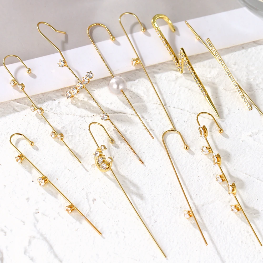 Женские серьги гвоздики в богемном стиле свадебные на гусеничном крючке с