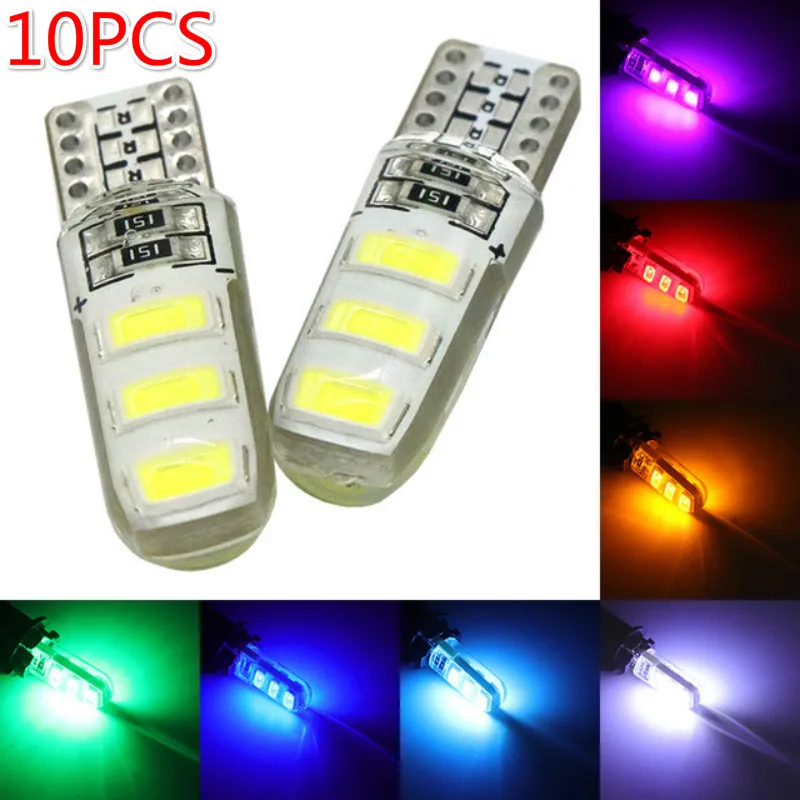 

10pcs LED W5W T10 194 168 W5W COB 8SMD Led Parking Bulb Auto Wedge Clearance Lamp CANBUS Silica Bright White License Light Bulbs
