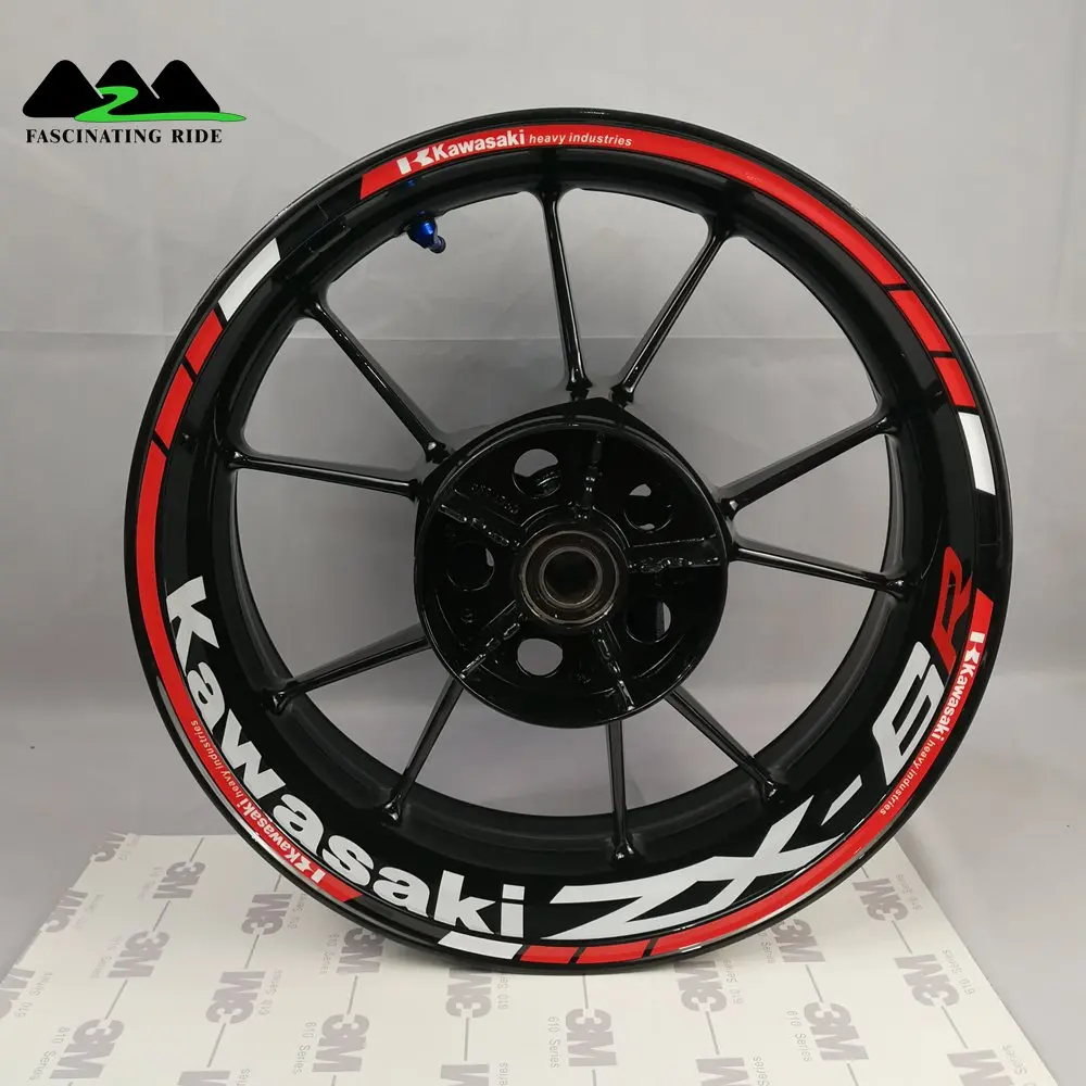 Применимо к Kawasaki ZX-6R ZX-10R ZX-14R колеса мотоцикла Стикеры, Водонепроницаемый Светоотражающие Передняя и задняя обод Стикеры