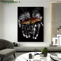 decorative painting black hand color butterfly wall posters and prints modern animal canvas pictures for living room home decor