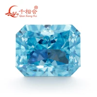middle blue color 8x10 mm rectangle shape brilliant crushed ice cut cubic zirconia loose stone cz stone