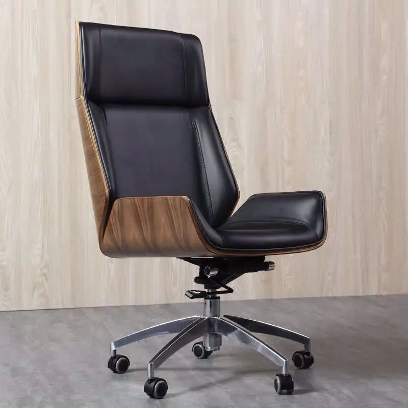 

Mid-Back Bentwood Swivel Office Computer Chair PU Leather Office Furniture For Home,Conference Mid Century Adjustable Armchair