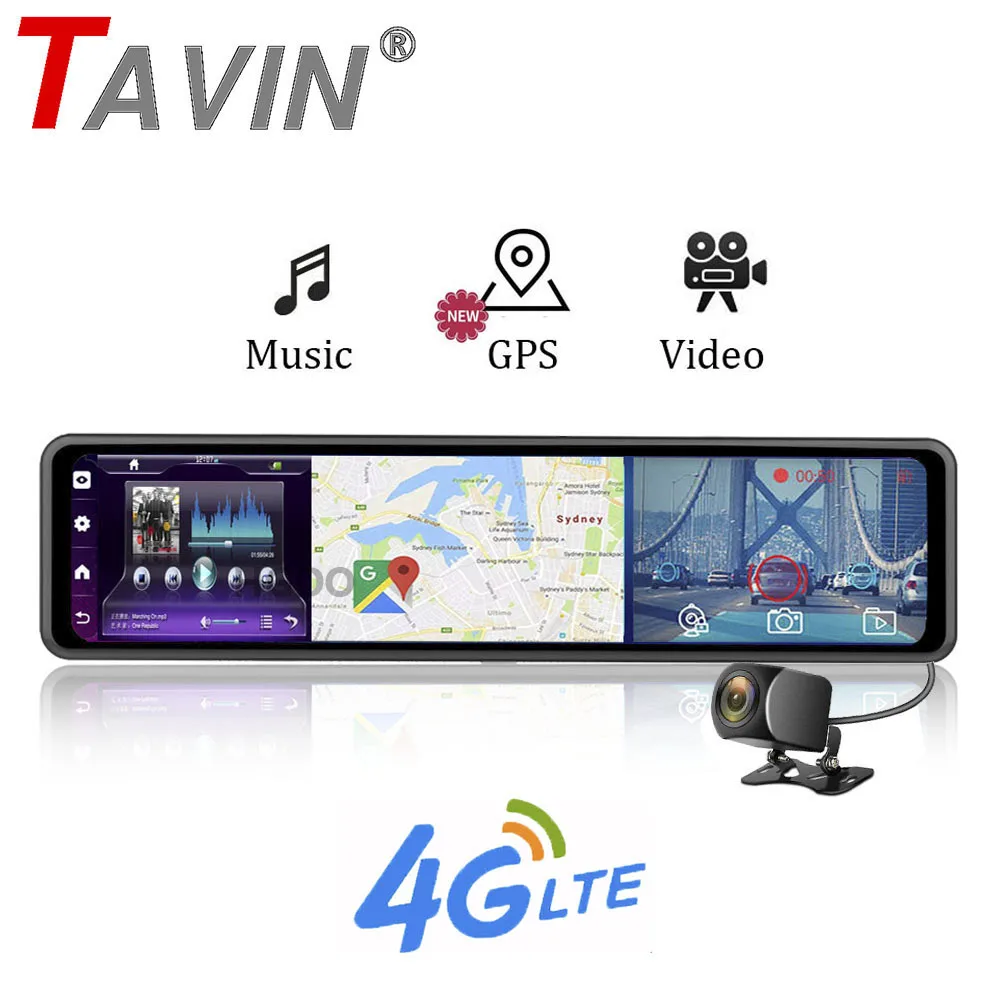 Автомобильный видеорегистратор 4G Android 8 1 DVR 12 дюймов 1080P двойной Len ADAS светодиодный
