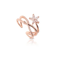 xialuoke korea fashion crystal flower ring for women luxury rings party jewelry