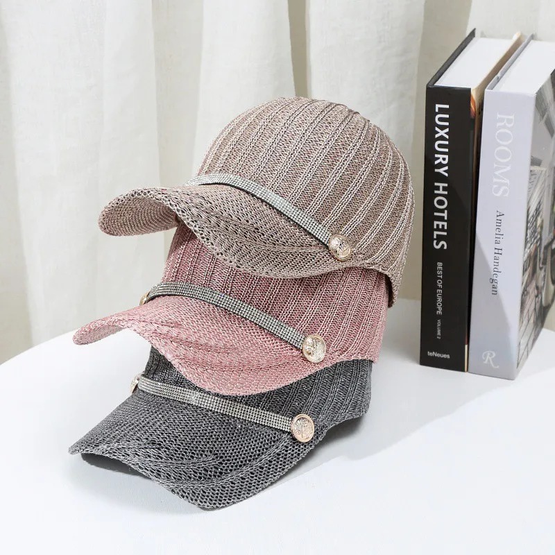 Outdoor Rhinestone Belt Sun Hat Peaked Cap Baseball Men Women Curved Visor Caps Fitted Fashion Casual Hip Hop Hats | Спорт и