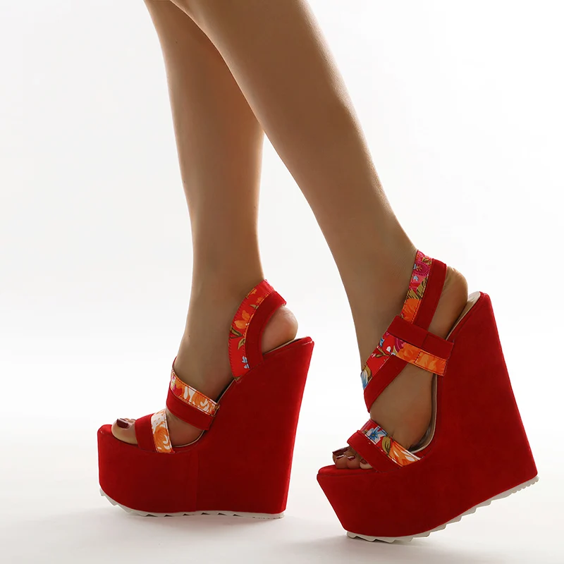 

Comfortable Wedges Heel Women Sandals Red Sexy High-heeled Sandals Shoes Size 35-42
