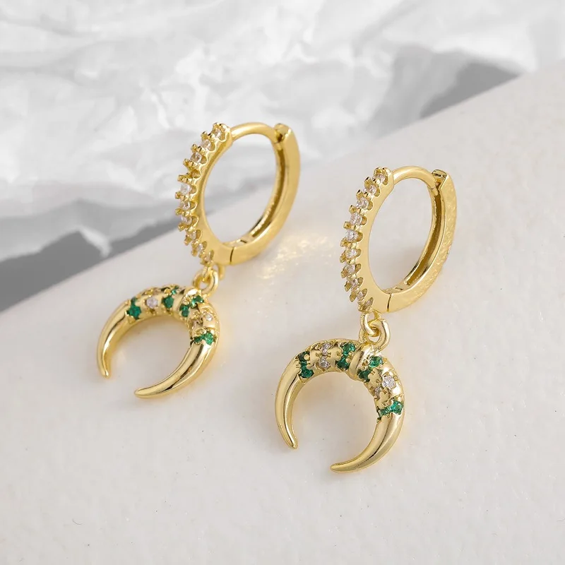 

Mewanry Prevent Allergy 925 Sterling Silver Earrings New Trend Vintage Sparkling Moon Zircon Bride Party Jewelry Birthday Gifts