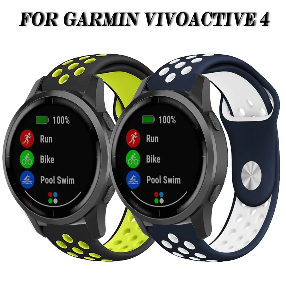 Силиконовый ремешок для часов Garmin vivoactive 4 22 мм спортивный быстрая замена дышащий