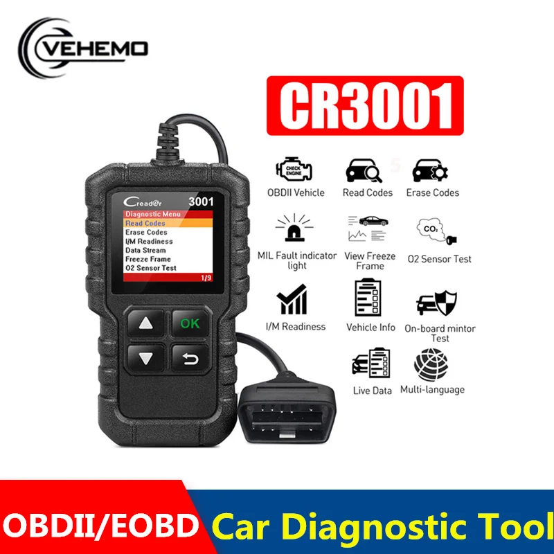 Автомобильный OBD2 сканер Vehemo профессиональный детектор неисправности автомобиля