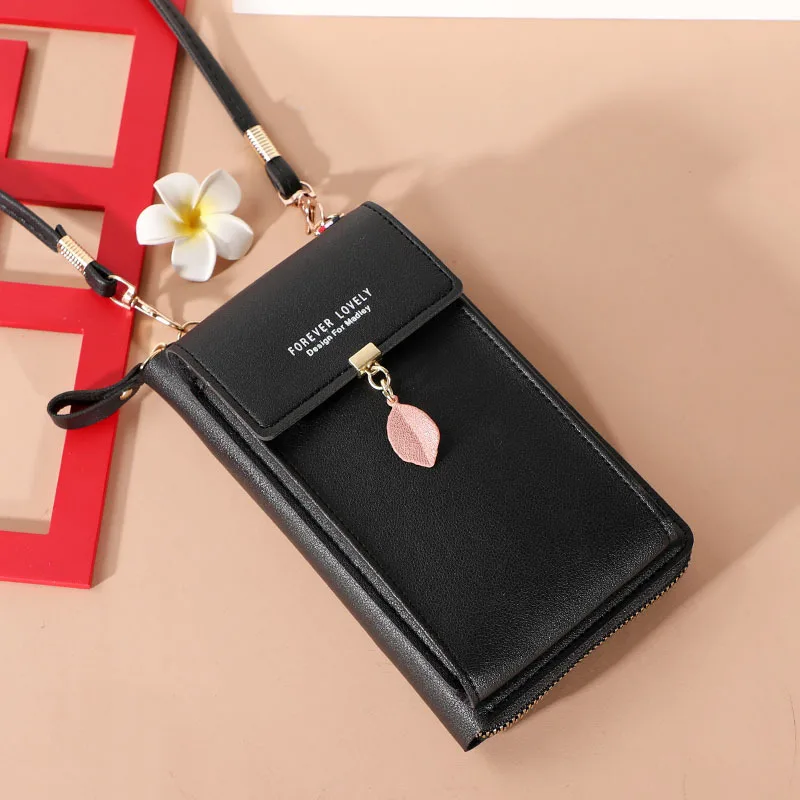 

New Fashion PU Leather Wallet Leaf Tassel Phone Crossbody Multi-Card Bag Women Handbag Purses Card Holder Shoulder Bag for Girl
