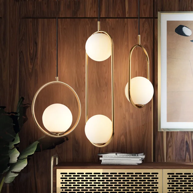 Подвесные светильники в скандинавском стиле Белый Круглый глобус стеклянный
