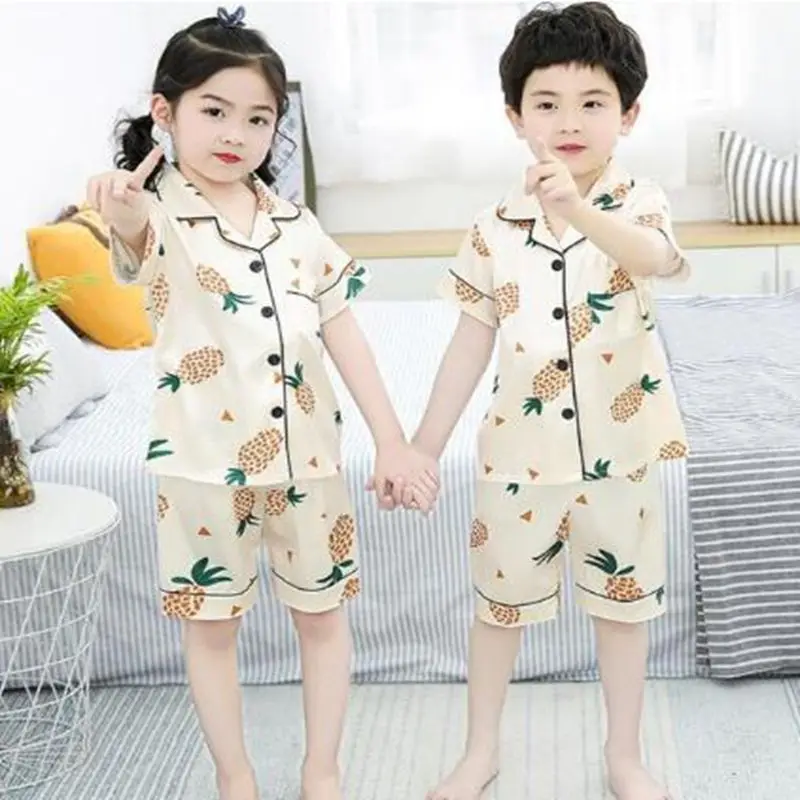 Новое поступление весенне летний пижамный комплект для мальчиков милый Шелковый