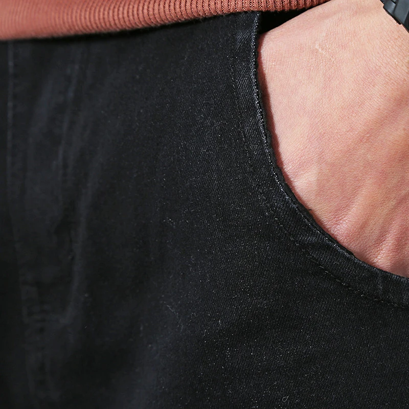 Новинка 2021 мужские зимние повседневные джинсы черные свободные джинсовые брюки