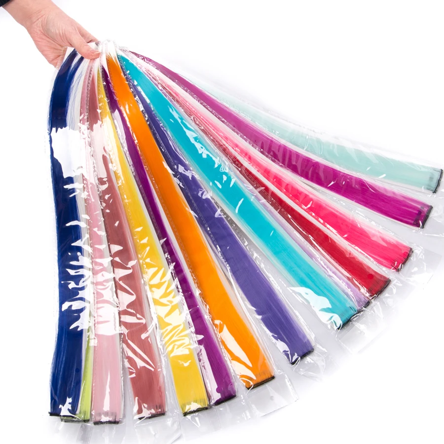 Strips 20'' Long Straight Hair Clip Hair Pure Color