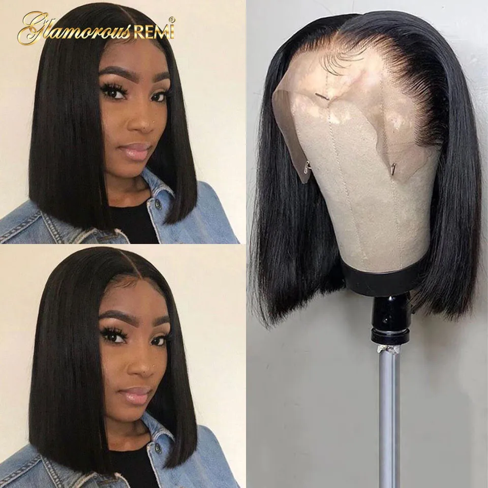 

Short Bob Wigs Straight Lace Front Human Hair Wigs For Women Prepluck Natural Color Lace Wig With Baby Hair 13x4 Lace Front Wig