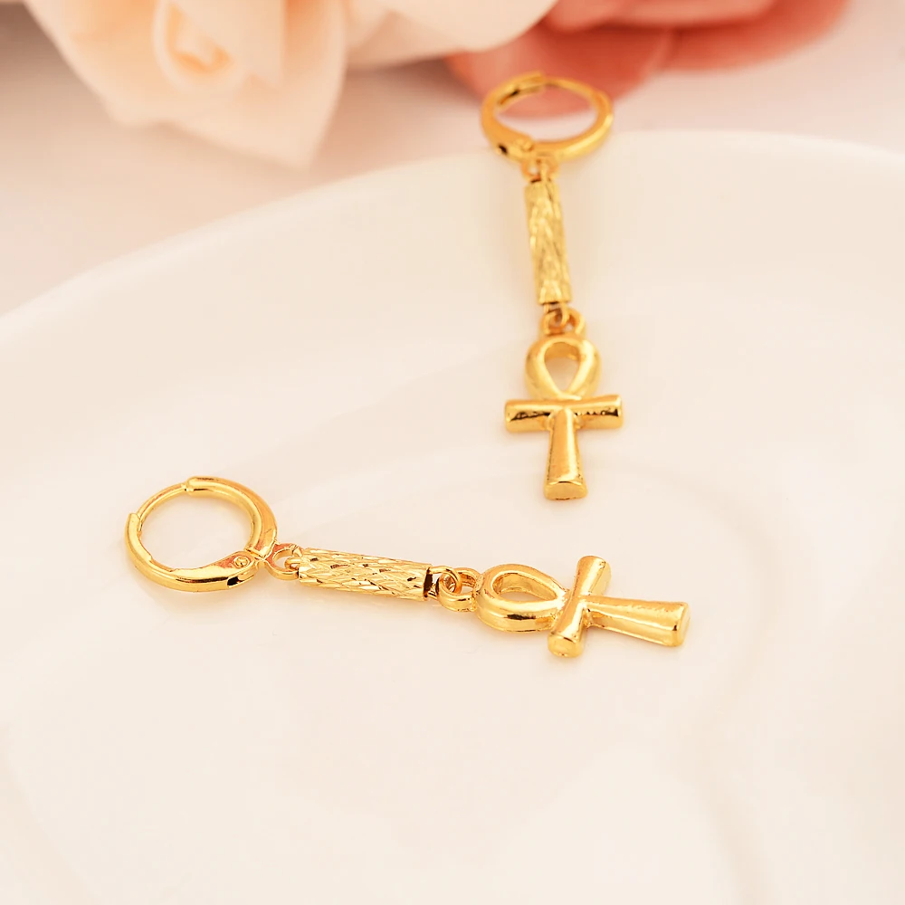 Золотые бусины Египетский крест висячие серьги эфир/Нигерия/Кению/Гана