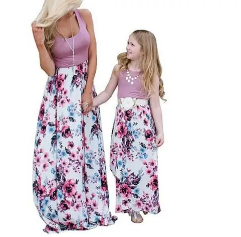 

Mom and daughter dress sleeveless floral long dress mom and daughter clothes daughter dress family matching clothes