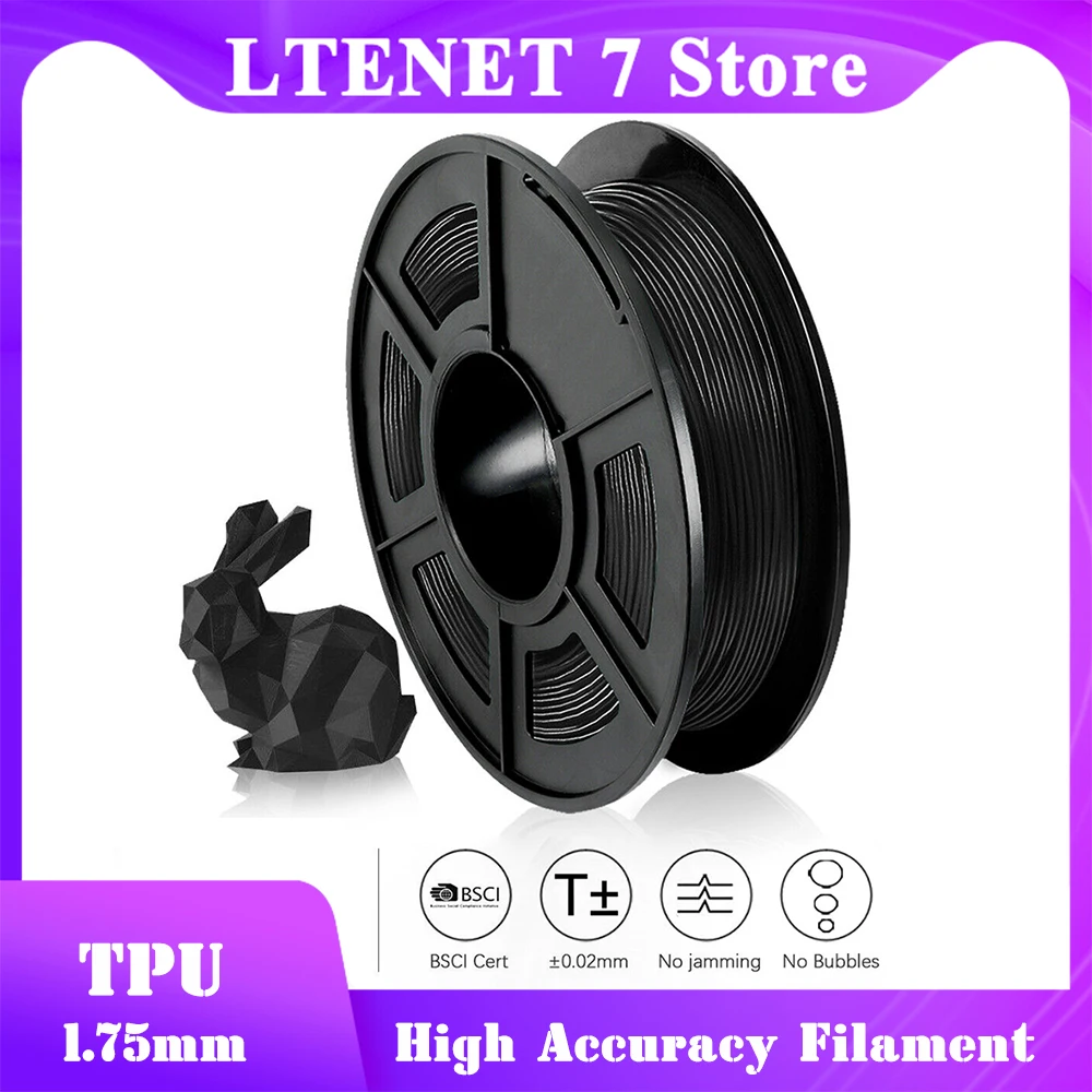 

TPU Filament 1.75mm 0.5kg High Accuracy Flexible TPU 3D Printer Filament for Printing Keyrings Insoles Mobile Phone Cases