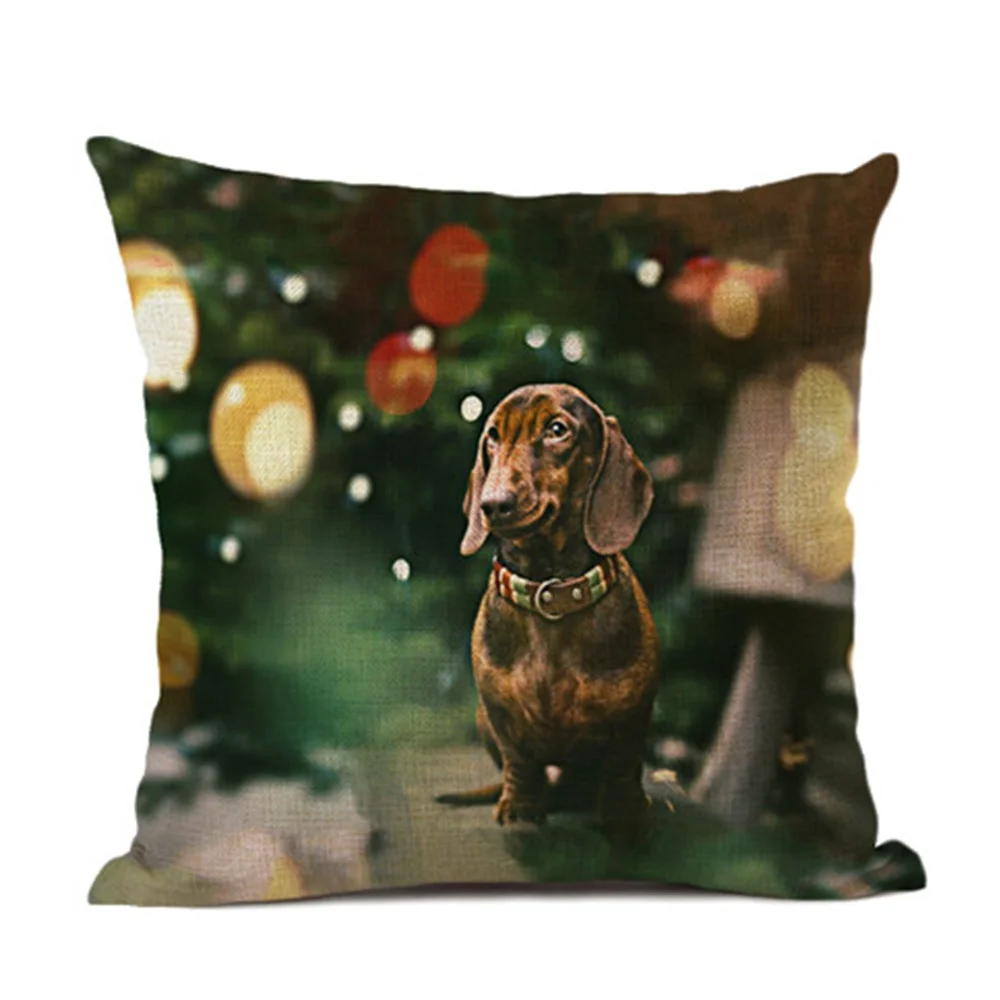 Серия животных Наволочка милая собака и кошка шаблон подушка 45x45 см льняная для