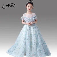 elegant flower girl dresses ht165 embroidery crystal flower girls dress for party and wedding o neck lace flower girls gowns