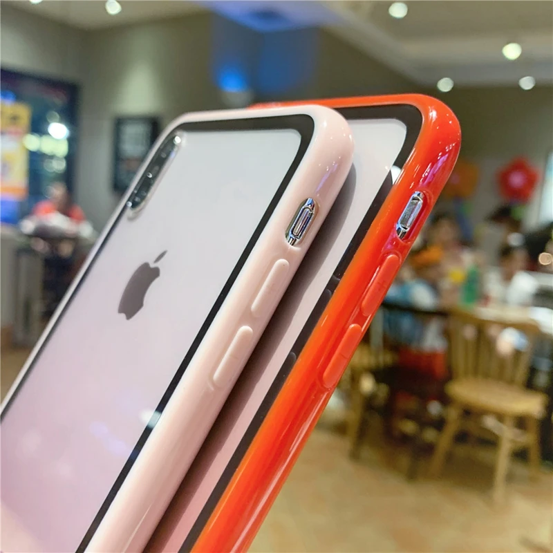 Цветной силиконовый прозрачный чехол для iPhone 11 Pro Max X XS XR телефона мягкий из ТПУ 7 8