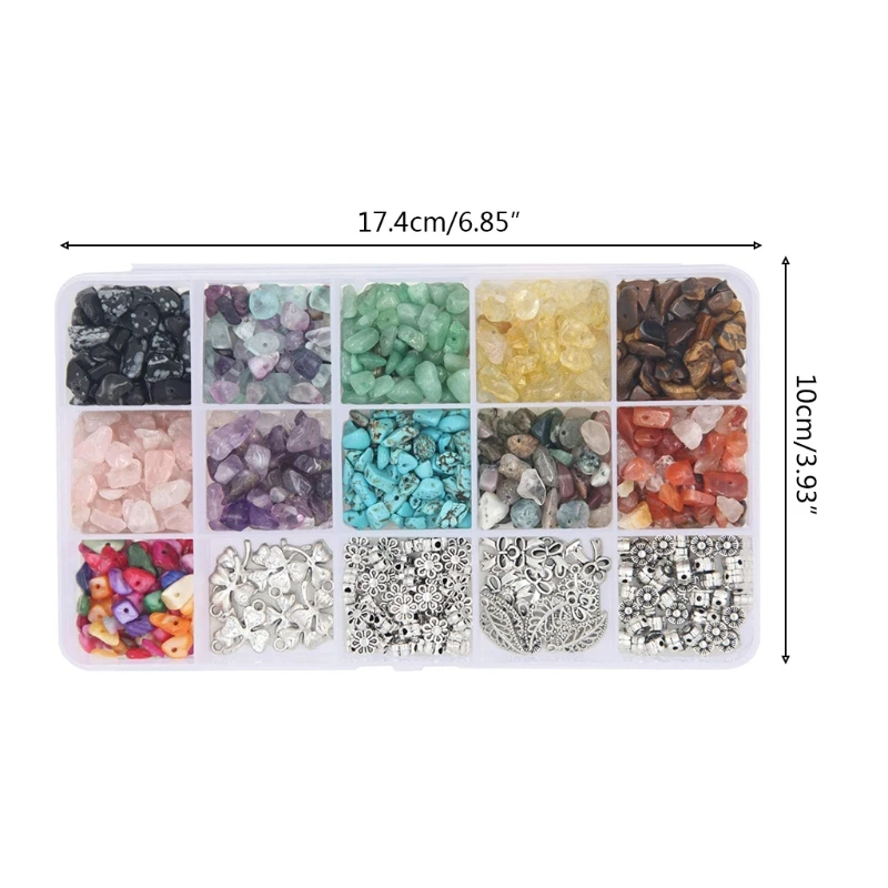 

1 Set Natural Irregular Gemstones Beads Kit with Spacer Beads Jump Rings Ear Hooks Pliers for DIY Jewelry Making