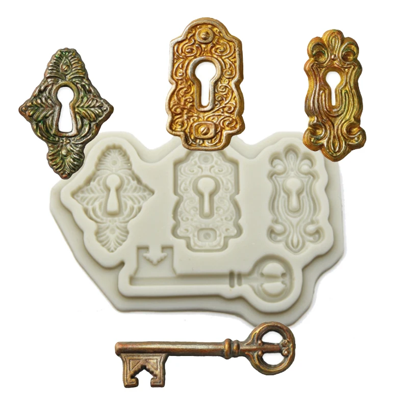 Meibum Locks Key Silicone Fondant Cake Mold Homemade Gum Paste Sugar Craft Pan Dessert Pastry Decorating Mould Baking Tools | Дом и сад