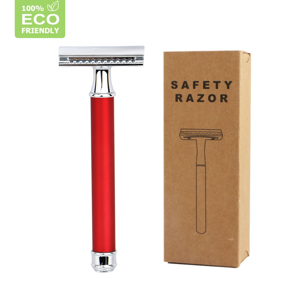 

HAWARD Reusable Razor Eco Friendly Manual Safety Razor With 20 Double Edge Shaving Blades Long Handle Metal Men Shaving Razor