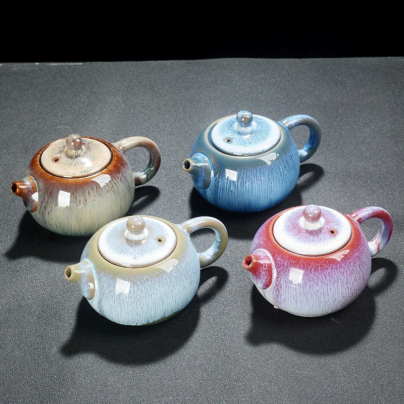 

Kiln Changed Tianmu Glaze Teapot Ceramic Kungfu Tea Set Longdan Pot Jianzhan Household Tea Set Modern and Simple Xishi Teapot