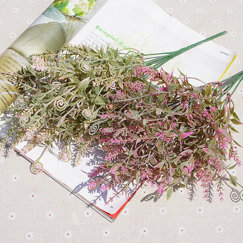 

5 Fork Plus Powder Hippocampus Artificial Flowers for Home Decoration Ornaments Wedding Photography Manual Diy Vases for Stamen