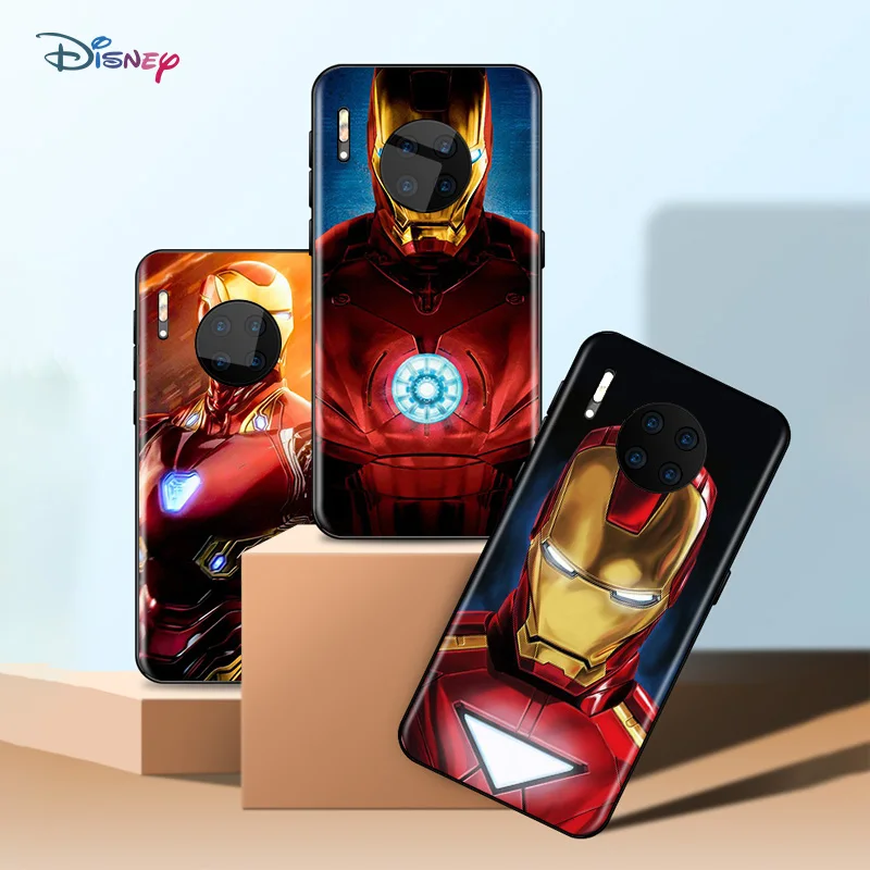 

Marvel Super Hero Avengers Iron Man For Huawei Mate 40 RS Porsche Design 30 20 X 10 Lite Pro Plus TPU Silicone Black Phone Case