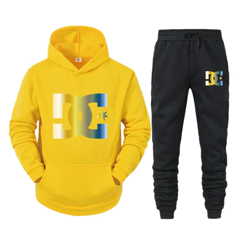 

Мужская Новая высококачественная брендовая толстовка с градиентным принтом с логотипом + брюки, Свободный Повседневный модный однотонный ...