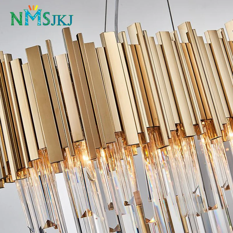 Современная хрустальная люстра для гостиной овальная Роскошная золотая круглая