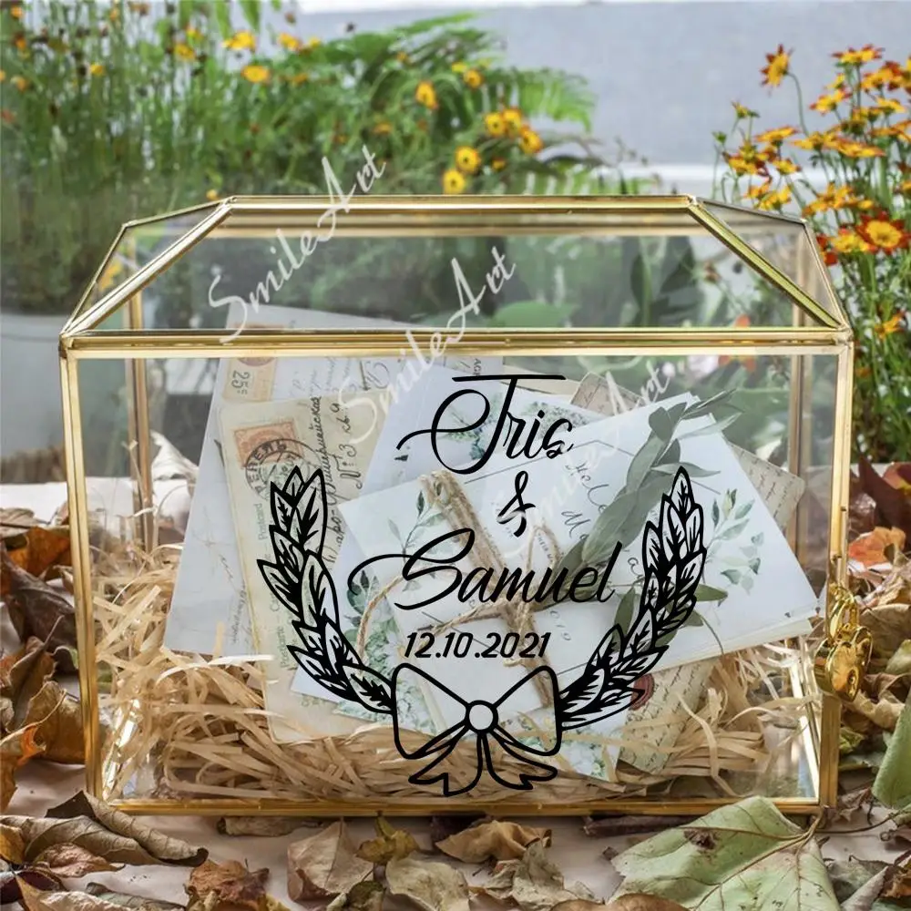 

Красивая свадебная наклейка для коробок и карт, имена на заказ, украшение для дома, аксессуары для спальни, декоративная наклейка, Прямая по...