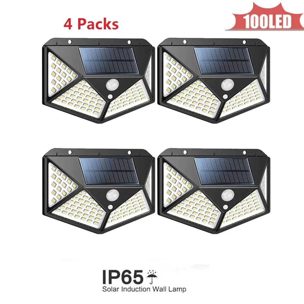 100 LEDs Wireless Solar Wall Lights Outdoor Waterproof Light Control Garden Street Security Nightlight Powered Lamps 4 sid | Лампы и