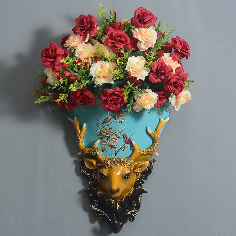 

Nordic Modern Luxury Wall Hanging Vase Flower Basket Large Art Resin Wall Vase Decoration Home Living Room Dry Flower Decoration